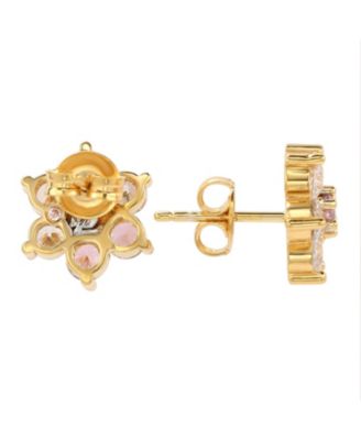 Suzy Levian Sterling Silver Cubic Zirconia Flower Cluster Stud Earrings