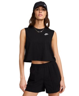 Nike Women s Sportswear Club Cropped Sleeveless T Shirt Macy s