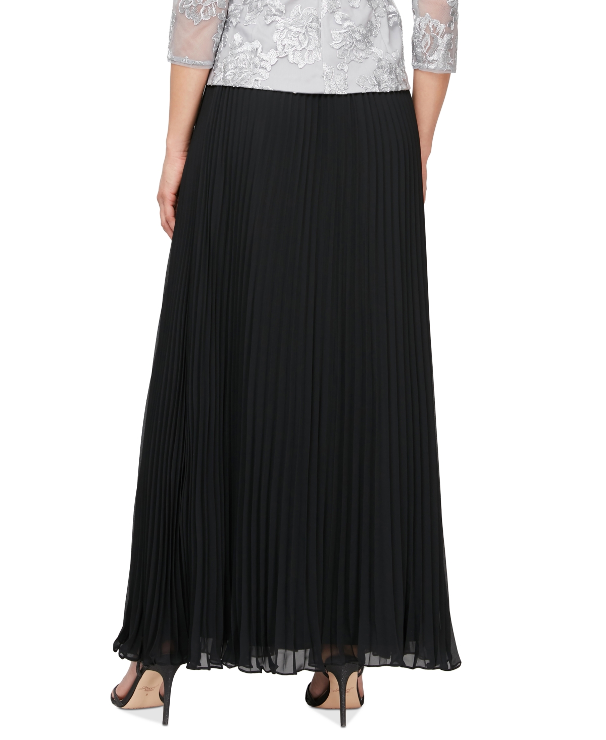 Shop Alex Evenings Petite Pull-on Pleated A-line Maxi Skirt In Black