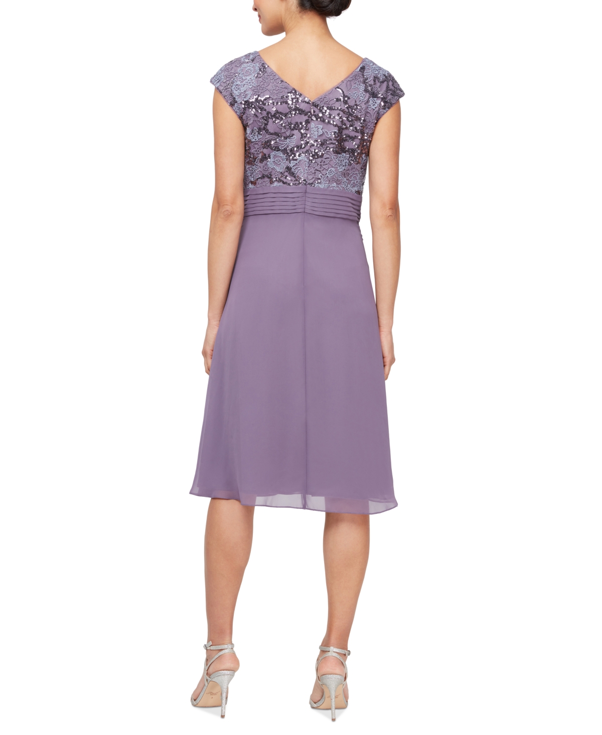 Shop Alex Evenings Women's Sequined-lace A-line Dress In Icy Orchid