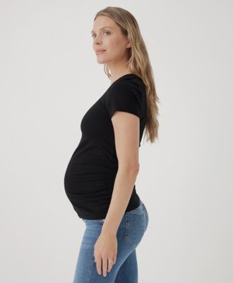 Maternity Organic Cotton Ruched V-Neck Tee