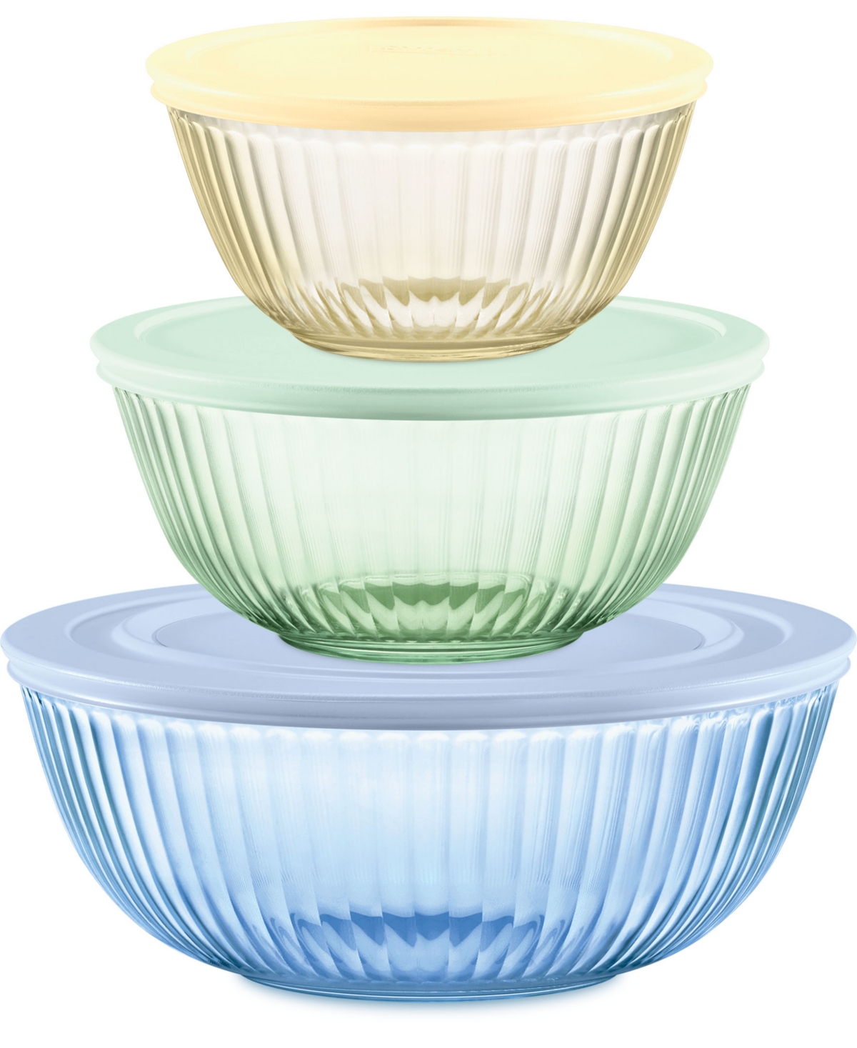 Pyrex Colors Sculpted, Tinted Dreams 6-pc Mixing Bowl Set In Multi