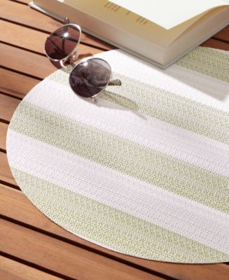 Basics Cabana Stripe Indoor/Outdoor Placemats 4-Pack Set, Reversible, 15" Round