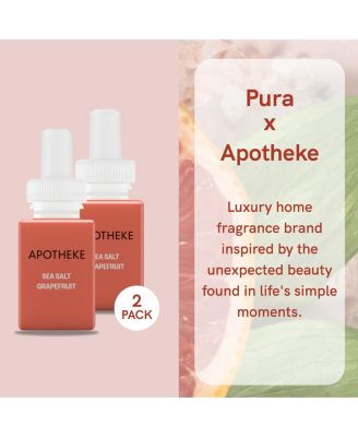 Apotheke Sea Salt Grapefruit Home Scent Refill - Smart Home Air Diffuser Fragrance - Up to 120-Hours of Luxury Fragrance per Refill - Household Essential - Clean & Safe Diffuser Fragrance - 2 Pack