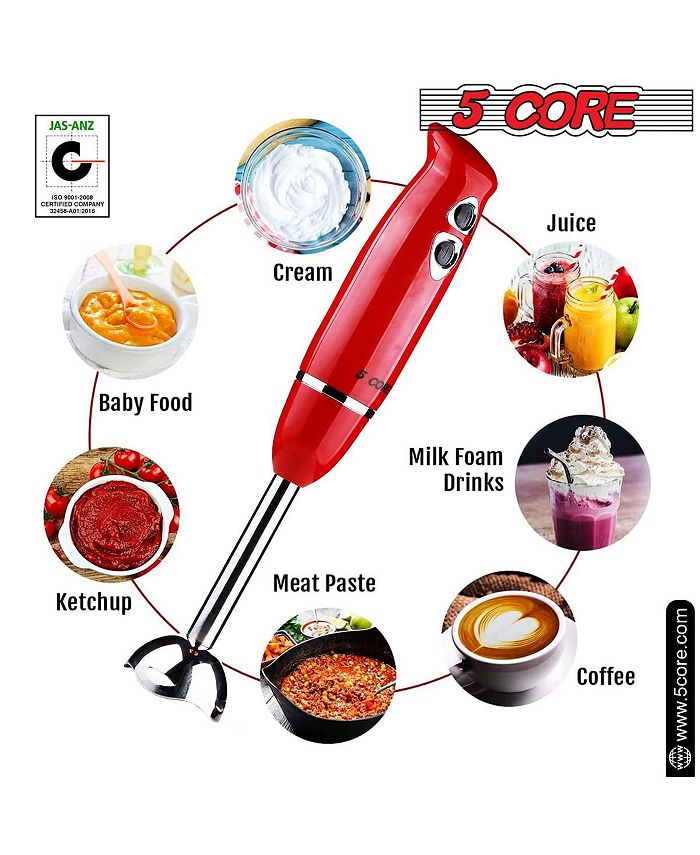 5 Core Immersion Blender Handheld 500W Copper Motor Emulsifier Blender