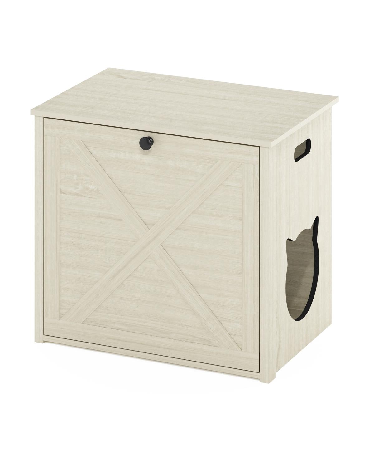Peli Small Cat Litter Box Enclosure with Single Door, White Wash - White