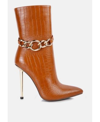 nicole croc patterned high heeled  boots
