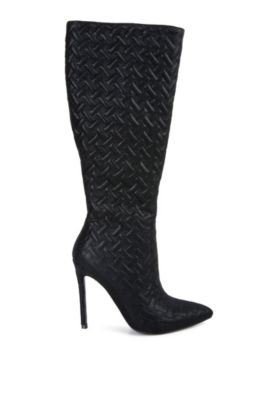 Womens Tinkles Embossed High Heeled Calf Boots
