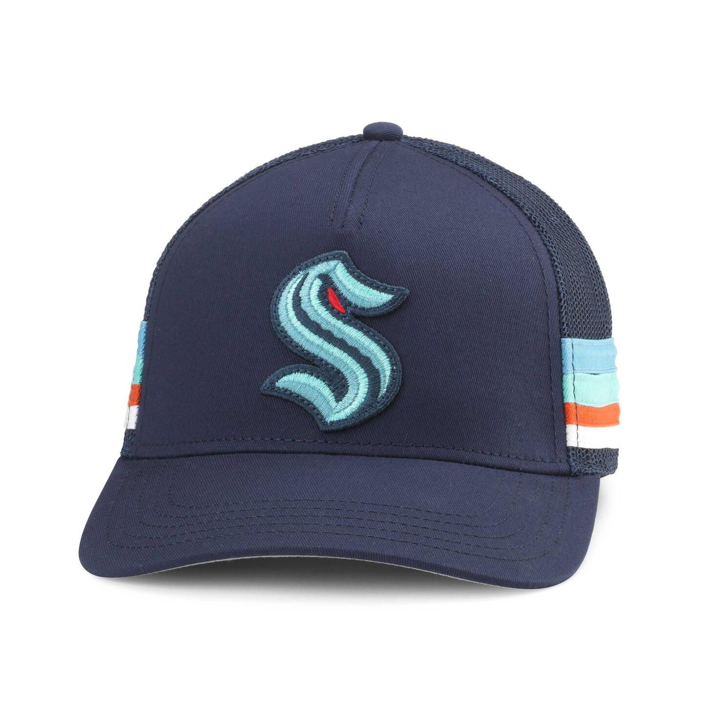 Мужская кепка American Needle Deep Sea Blue Seattle Kraken HotFoot Stripes Trucker Adjustable Hat — фото 1