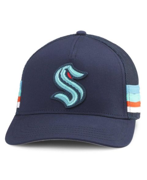 Мужская кепка American Needle Deep Sea Blue Seattle Kraken HotFoot Stripes Trucker Adjustable Hat