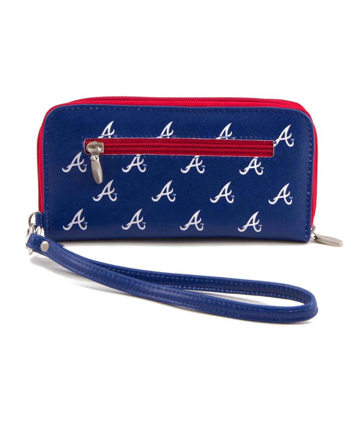 Shop Eagles Wings Women's Atlanta Braves Zip-around Wristlet Wallet In Blue