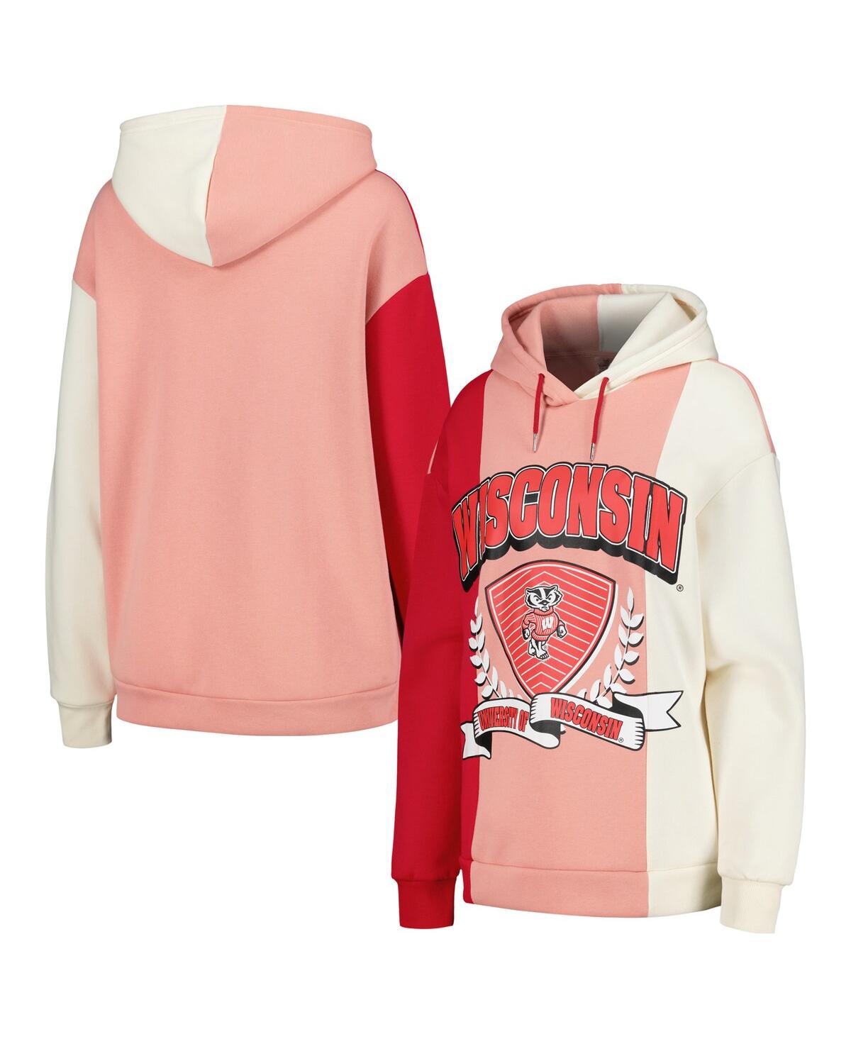 GAMEDAY COUTURE WOMEN'S GAMEDAY COUTURE RED WISCONSIN BADGERS HALL OF FAME COLORBLOCK PULLOVER HOODIE 