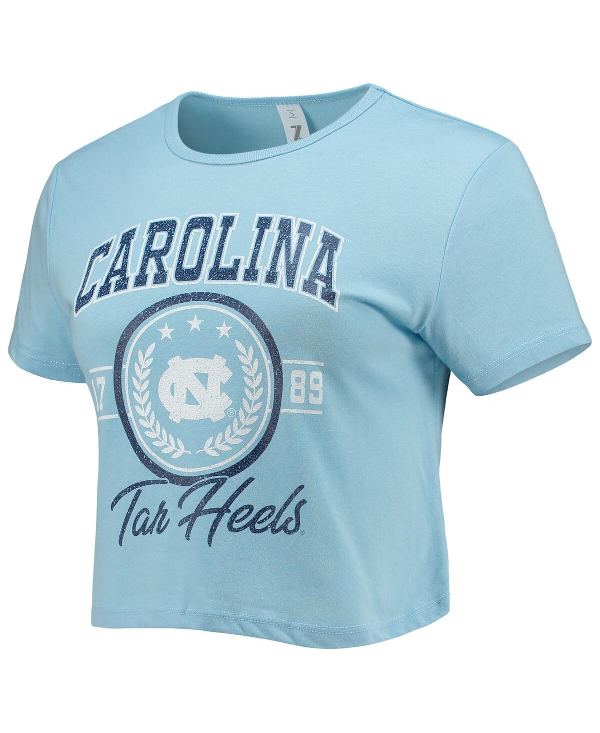 Shop Zoozatz Women's  Carolina Blue Distressed North Carolina Tar Heels Core Laurels Cropped T-shirt