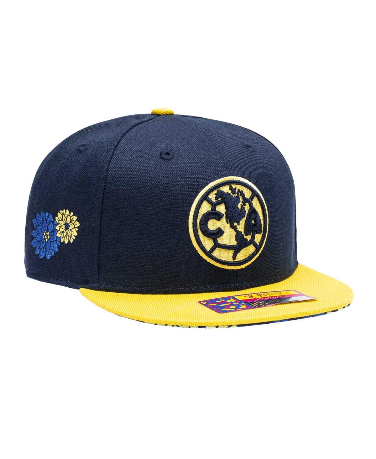 Fan Ink Men's Navy, Gold Club America Flor De Muerto Snapback Hat In Navy,gold
