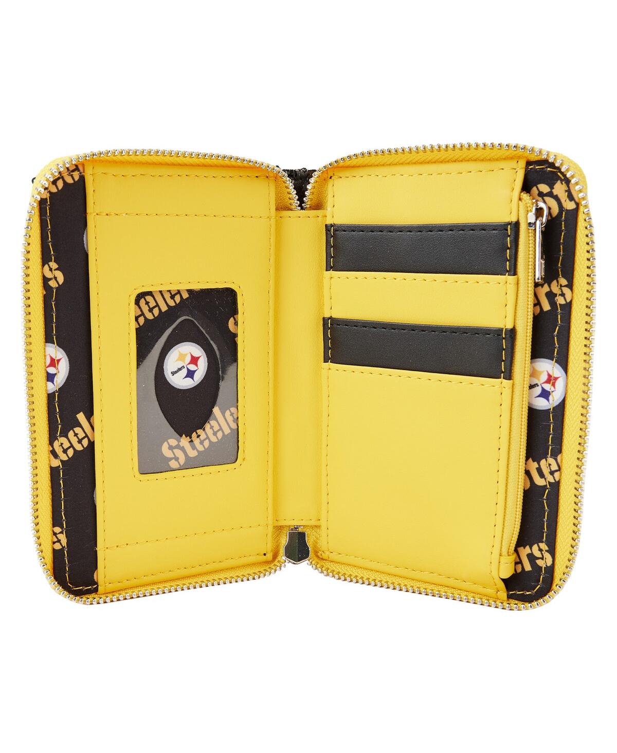 Shop Loungefly Women's  Pittsburgh Steelers Sequin Zip-around Wallet In Black