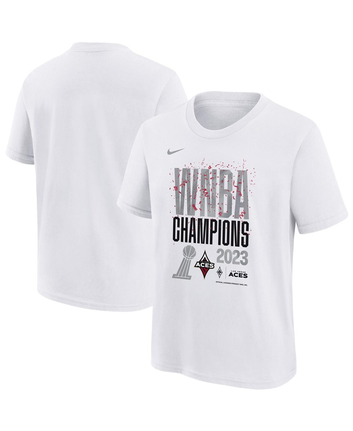 Nike Kids' Big Boys And Girls  White Las Vegas Aces 2023 Wnba Finals Champions Authentic Parade T-shirt
