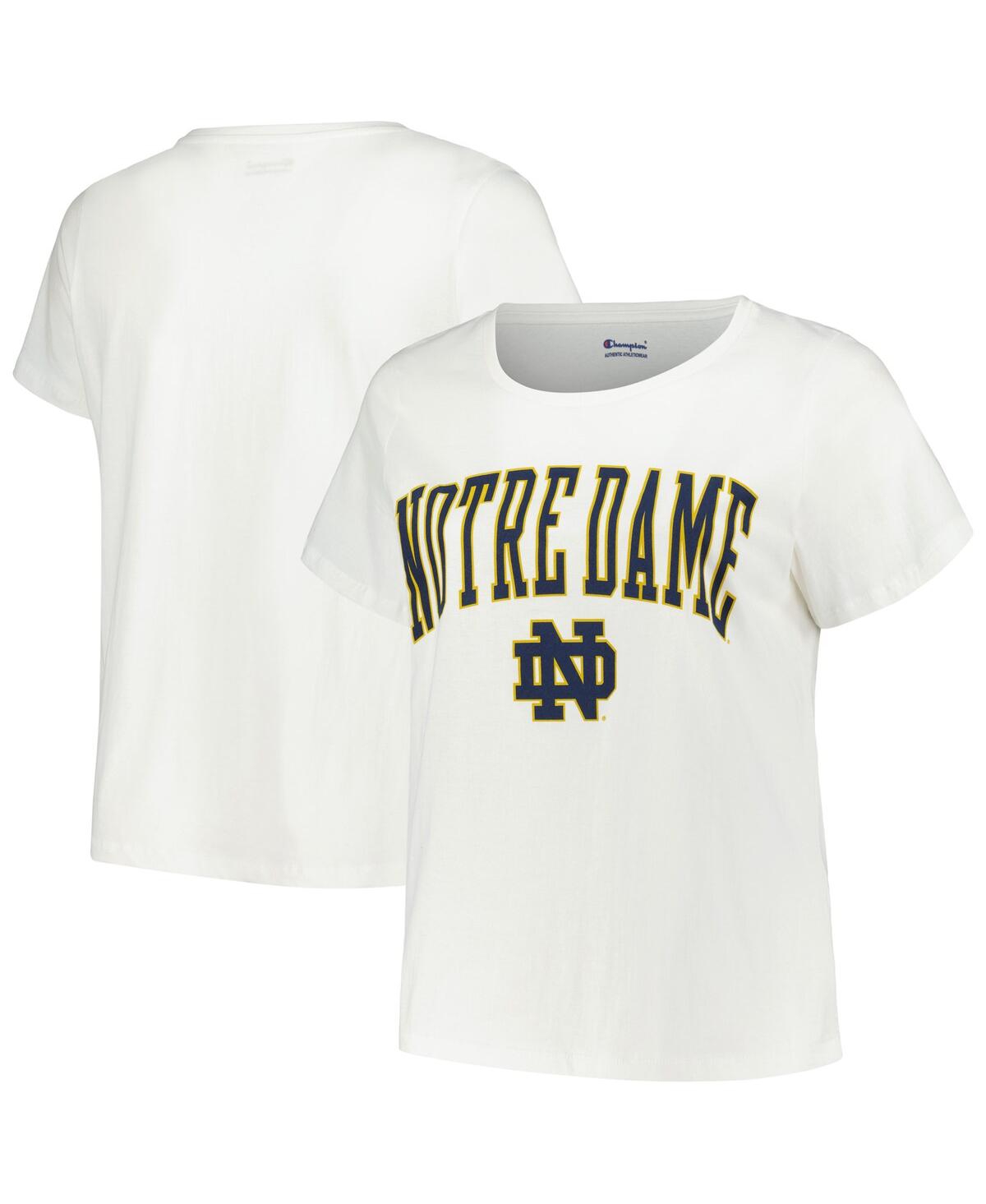 Profile Women's  White Notre Dame Fighting Irish Plus Size Arch Over Logo Scoop Neck T-shirt