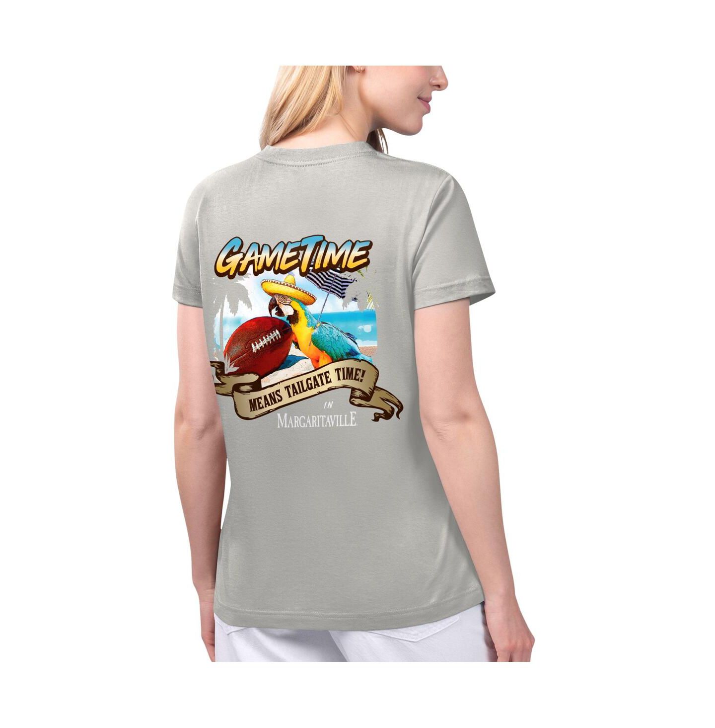 Женская футболка Margaritaville Gray Las Vegas Raiders Game Time V-Neck — фото 2
