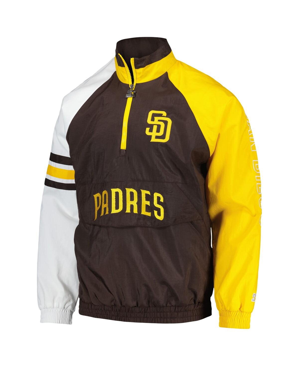 Shop Starter Men's  Brown, Gold San Diego Padres Elite Raglan Half-zip Jacket In Brown,gold