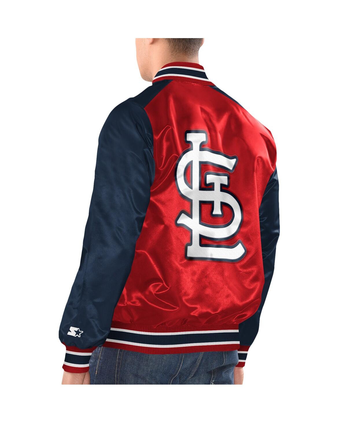 Shop Starter Men's  Red, Navy St. Louis Cardinals Varsity Satin Full-snap Jacket In Red,navy