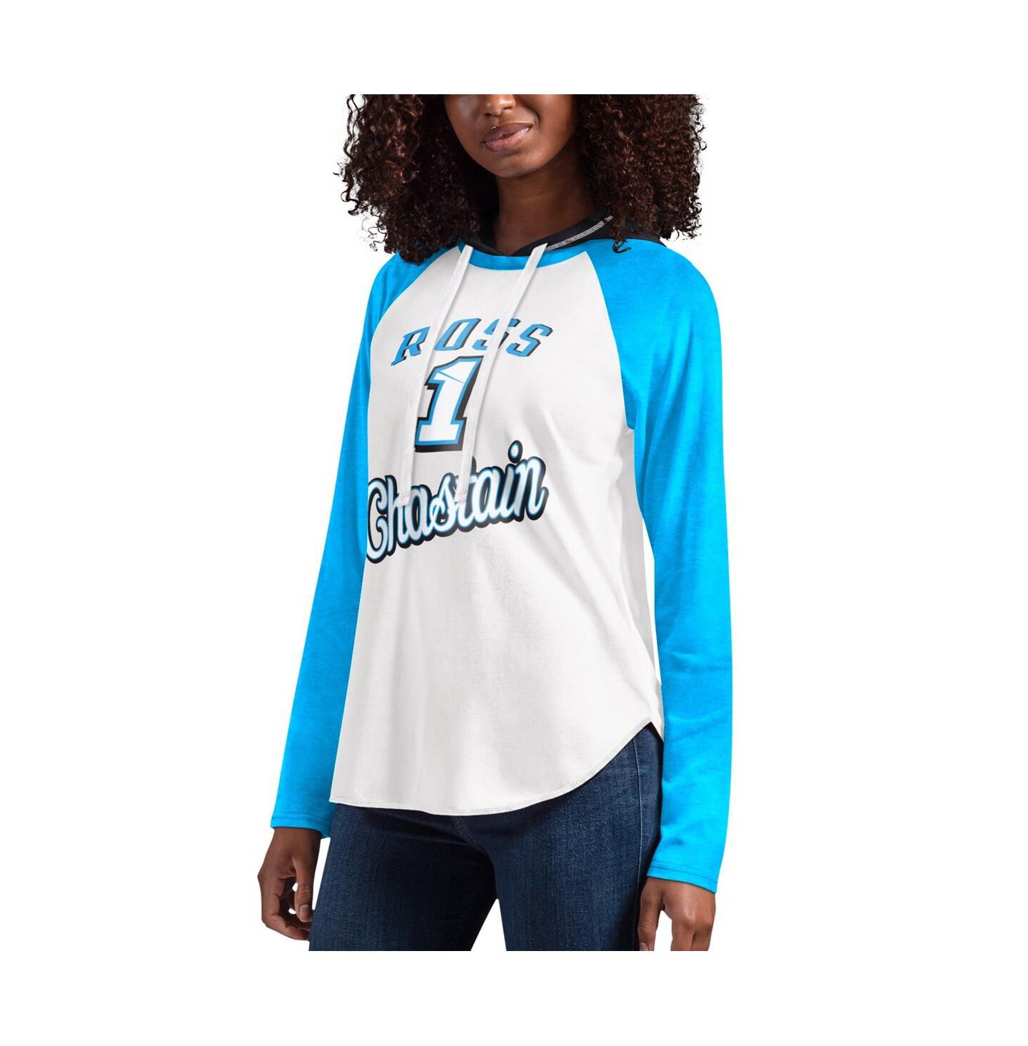Женская футболка G-III 4Her by Carl Banks White Ross Chastain MVP Raglan Hooded Long Sleeve — фото 1
