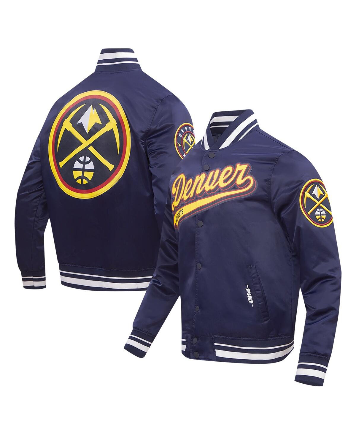 Shop Pro Standard Men's  Navy Denver Nuggets Script Tail Full-snap Satin Varsity Jacket