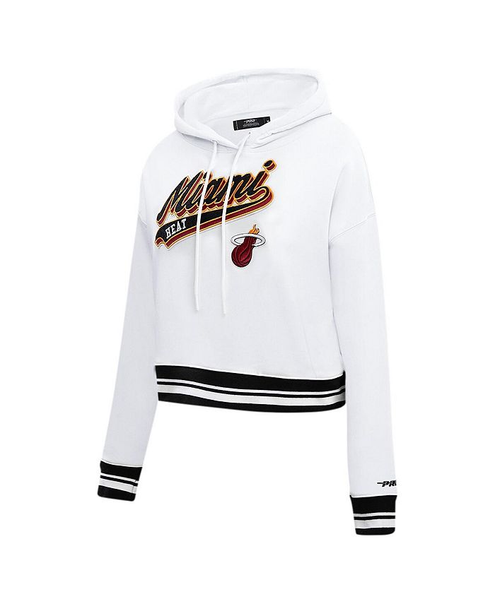 Pro Standard Women's White Miami Heat Script Tail Cropped Pullover ...