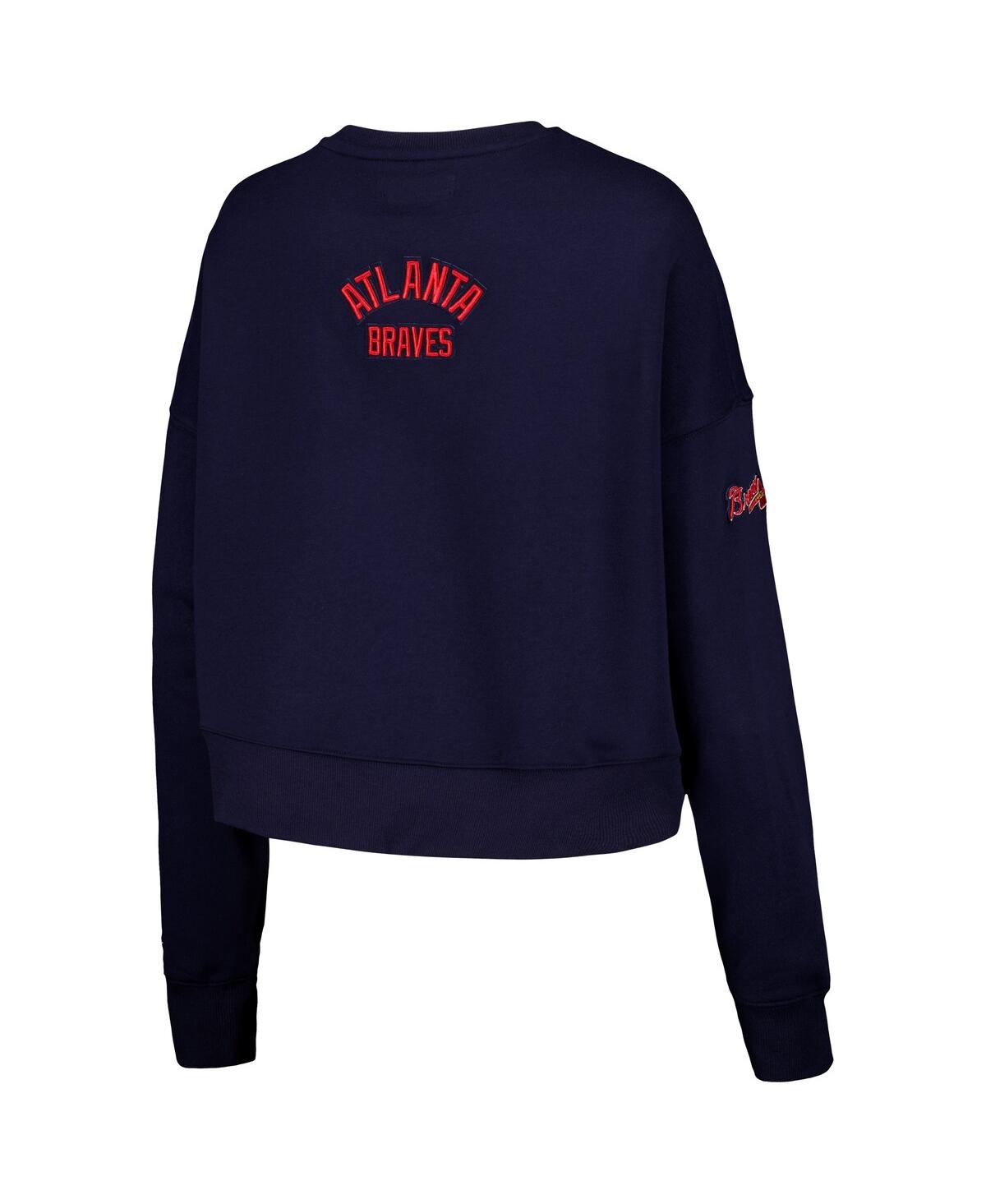 Shop Pro Standard Women's  Navy Atlanta Braves Painted Sky Pullover Sweatshirt