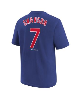 Big Boys Dansby Swanson Royal Chicago Cubs Home Player Name and Number T-shirt