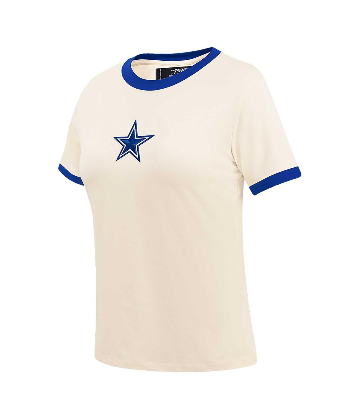 Shop Pro Standard Women's  Cream Distressed Dallas Cowboys Retro Classic Ringer T-shirt