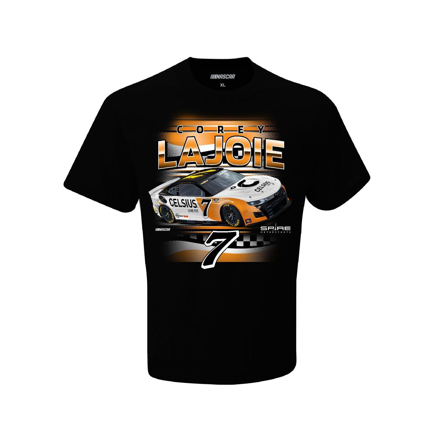 Мужская футболка Checkered Flag Sports Black Corey LaJoie Celsius Car — фото 3