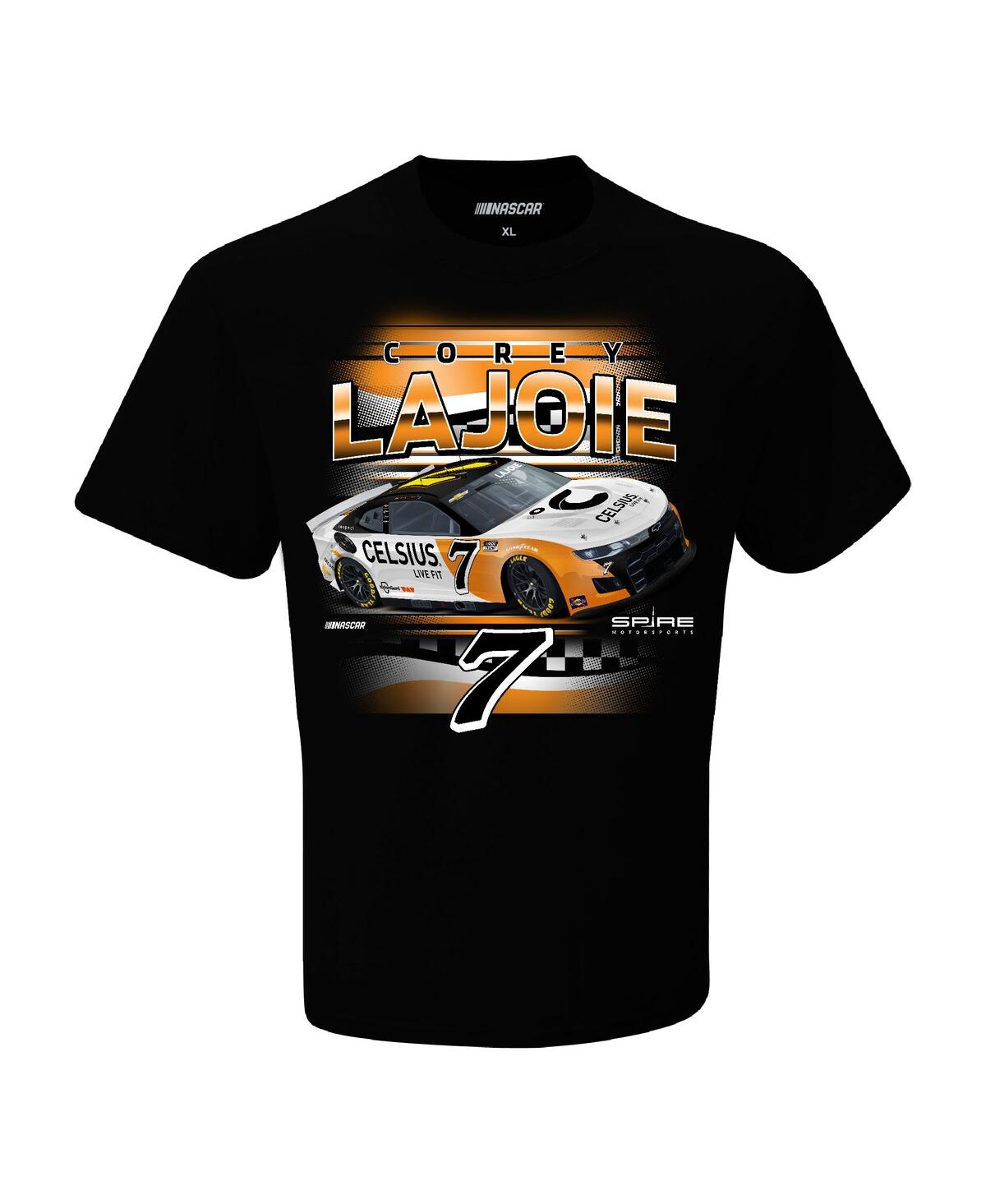 Shop Checkered Flag Sports Men's  Black Corey Lajoie Celsius Car T-shirt