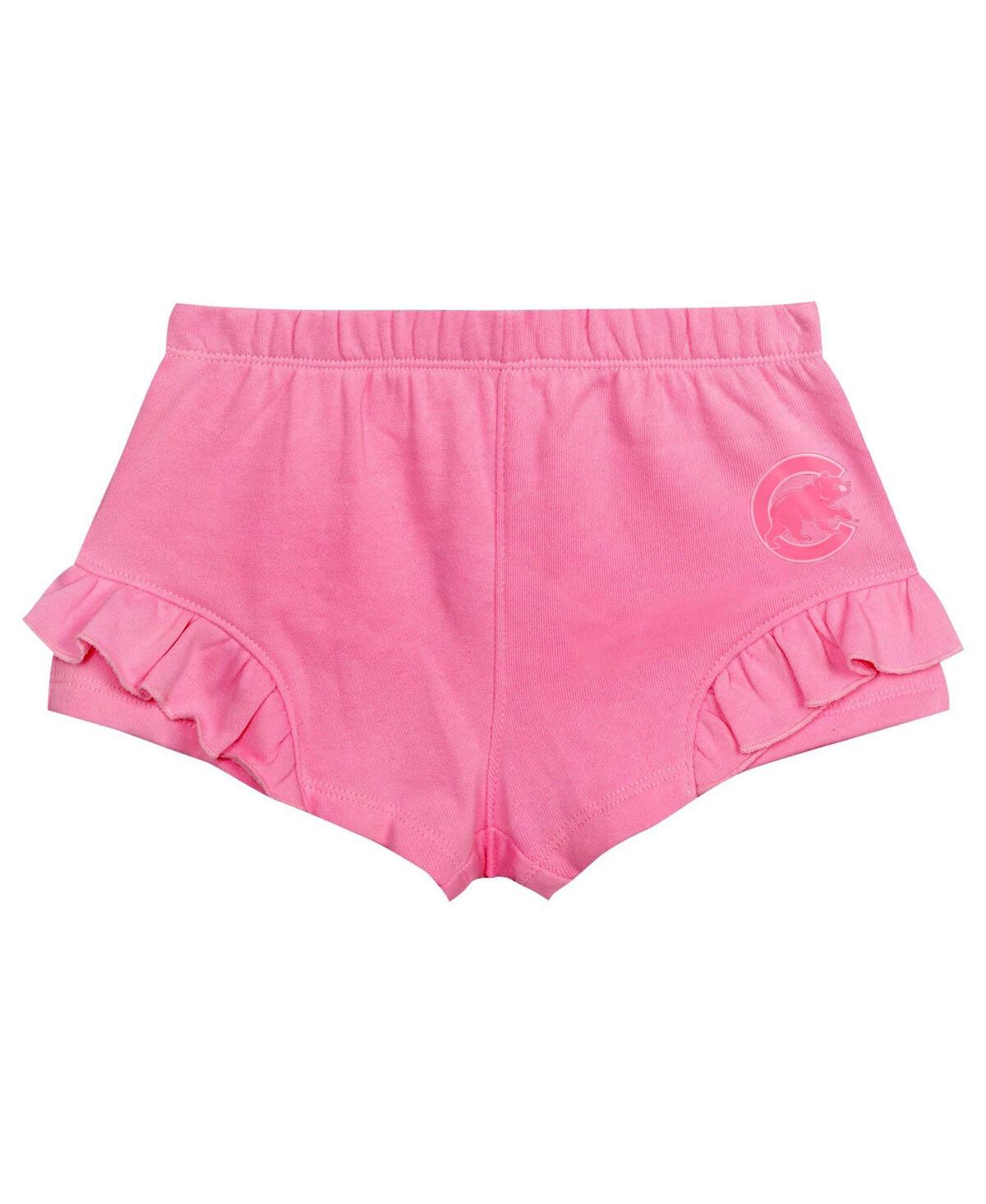 Shop Outerstuff Girls Toddler  Pink Chicago Cubs Dugout Cute T-shirt And Shorts Set