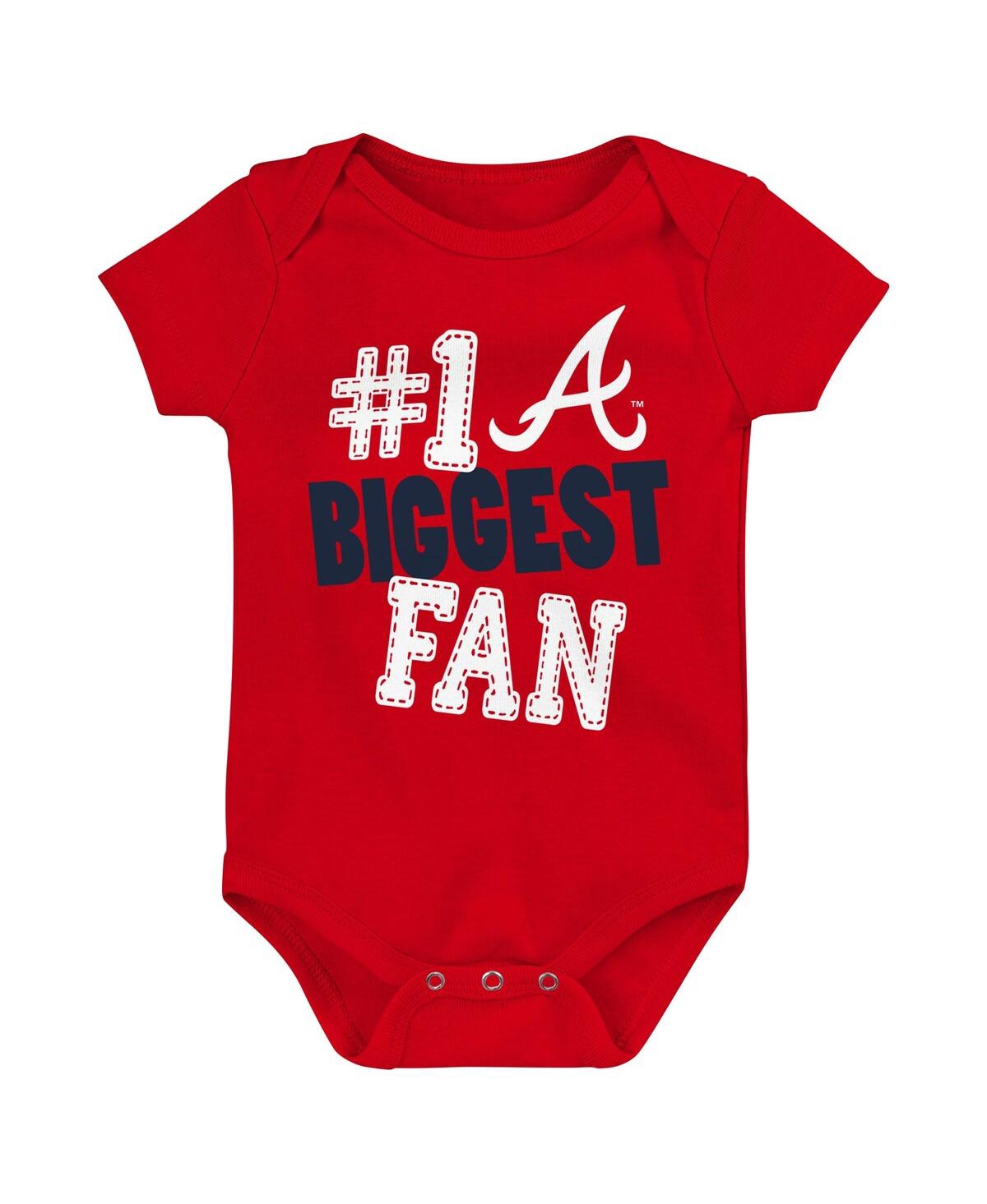 Outerstuff Baby Boys And Girls  Atlanta Braves Fan Pennant 3-pack Bodysuit Set In Navy