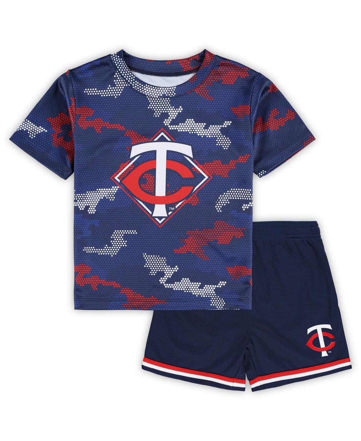 Outerstuff Babies' Toddler Boys And Girls  Navy Minnesota Twins Field Ball T-shirt And Shorts Set