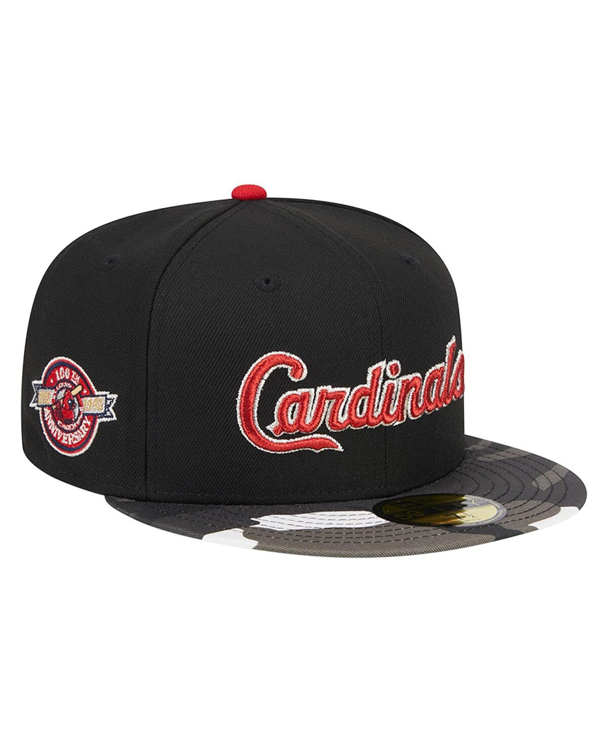 Shop New Era Men's  Black St. Louis Cardinals Metallic Camo 59fifty Fitted Hat
