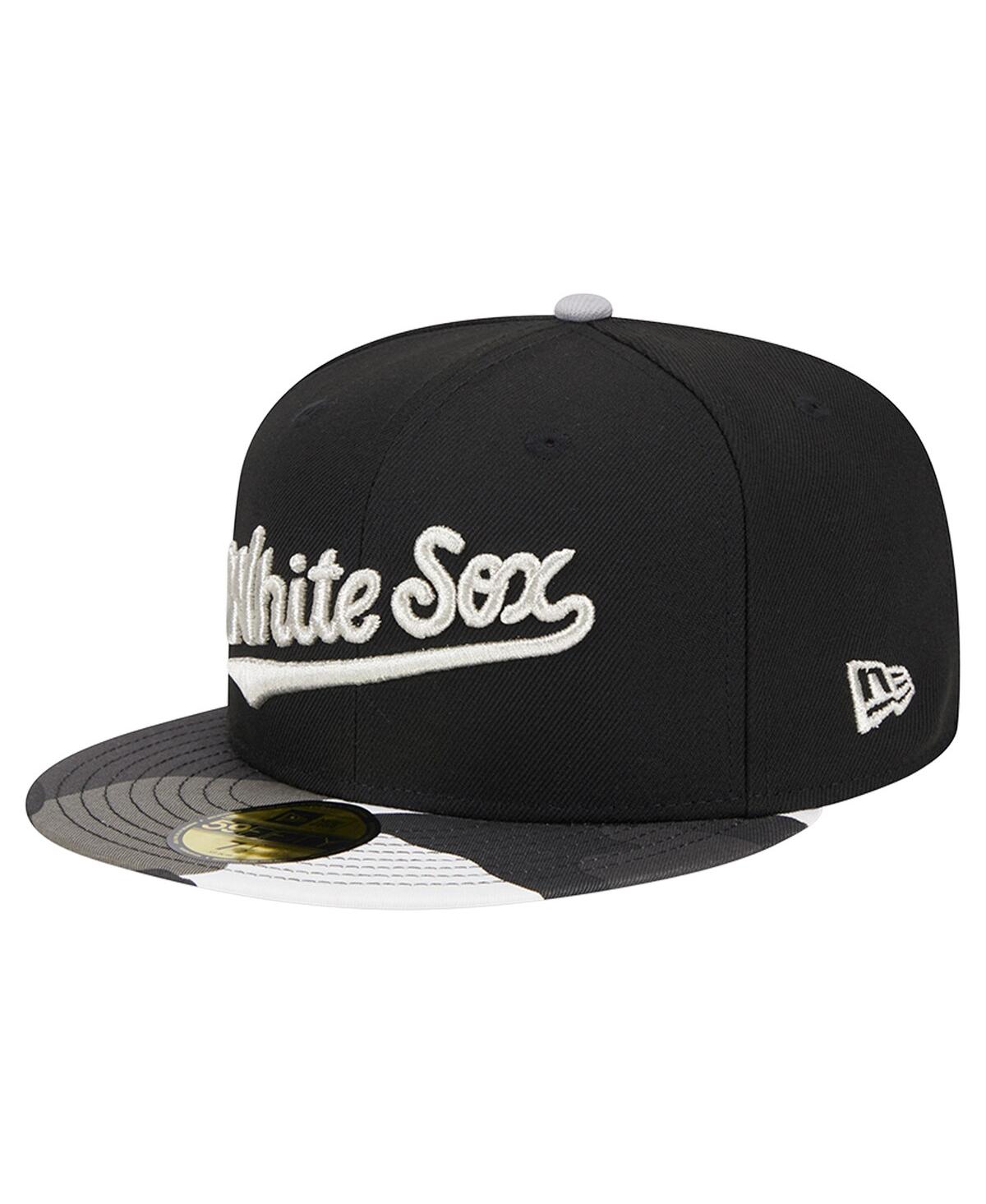 Shop New Era Men's  Black Chicago White Sox Metallic Camo 59fifty Fitted Hat