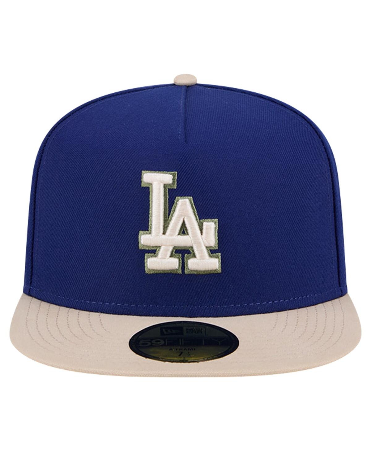 Shop New Era Men's  Royal Los Angeles Dodgers Canvas A-frame 59fifty Fitted Hat