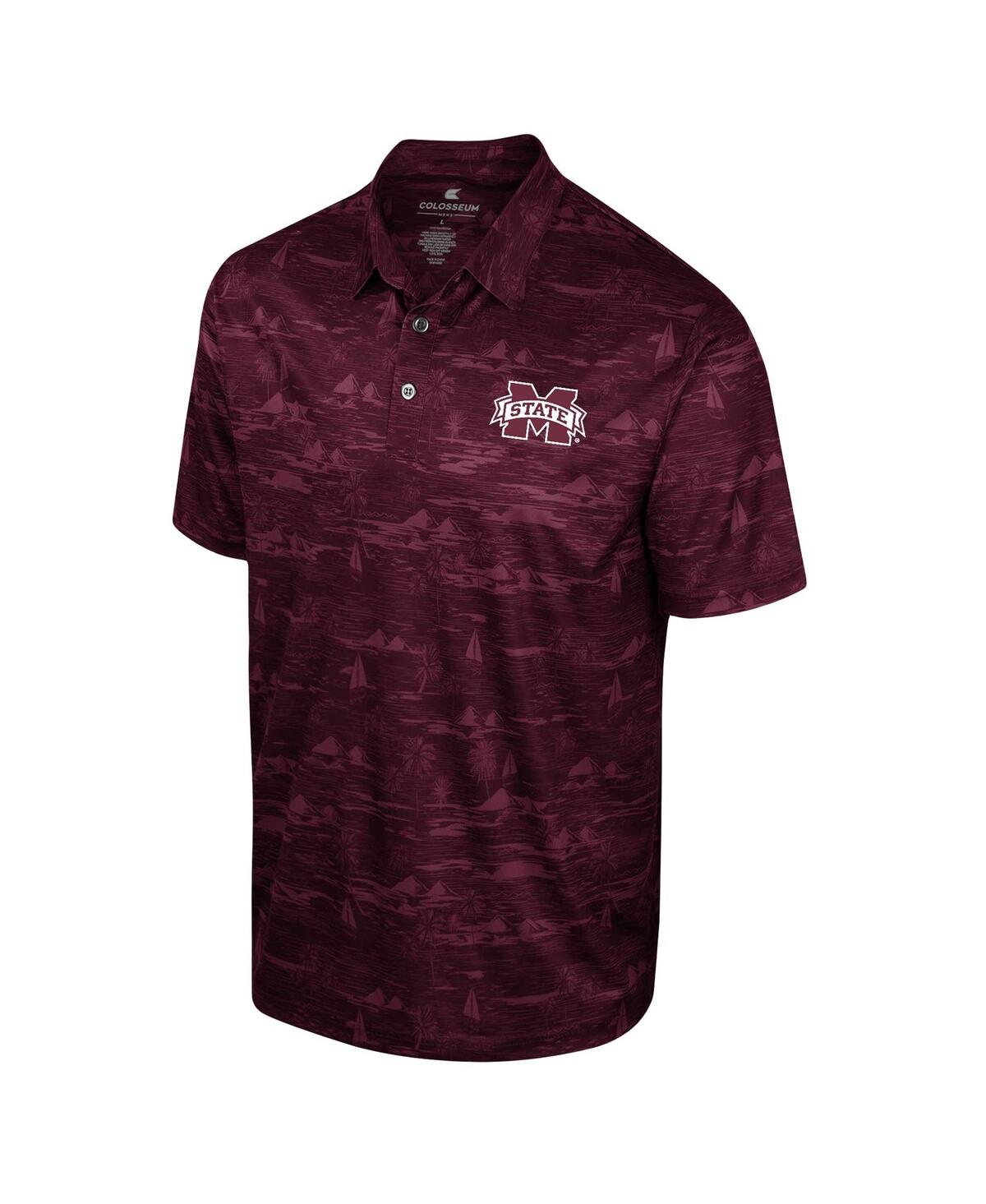 Shop Colosseum Men's  Maroon Mississippi State Bulldogs Daly Print Polo Shirt