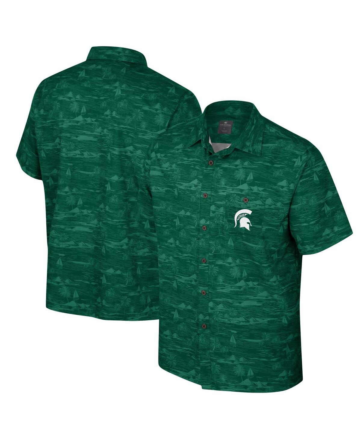 Men's Colosseum Green Michigan State Spartans Ozark Button-Up Shirt - Green