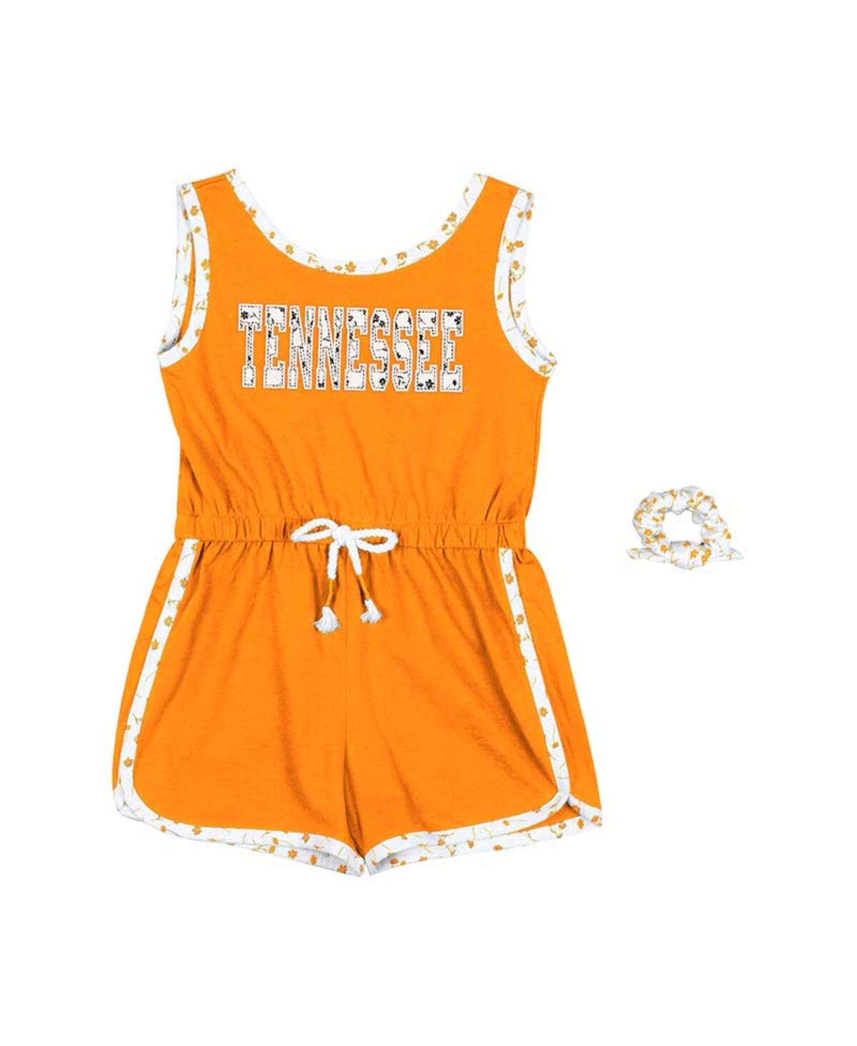 Colosseum Babies' Girls Toddler  Tennessee Orange Tennessee Volunteers Scoops Ahoy Floral Romper And Scrunchi