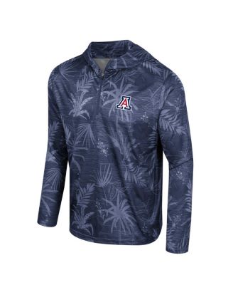 Men's Navy Arizona Wildcats Palms Printed Lightweight Quarter-Zip Hooded Top