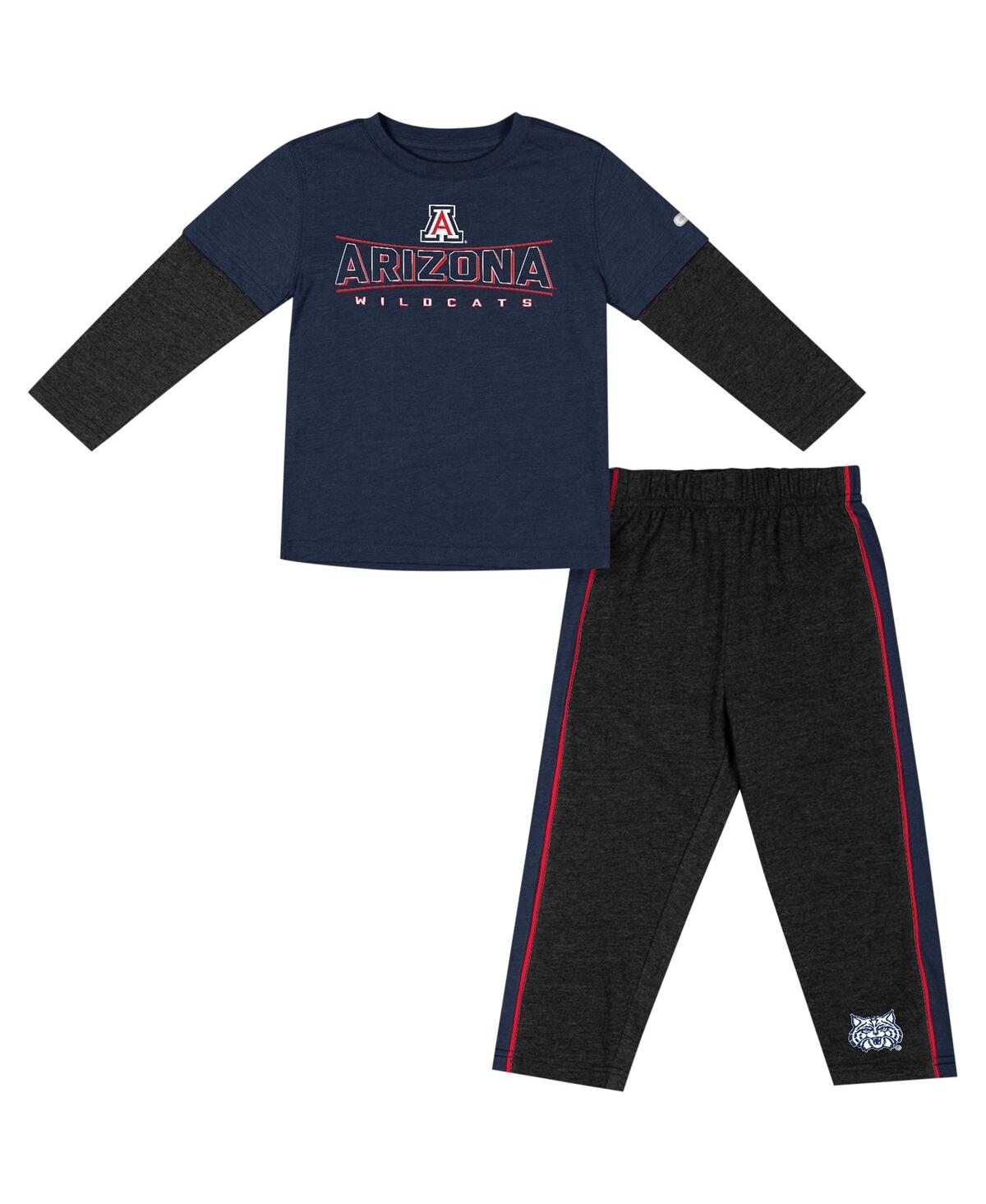Colosseum Babies' Toddler Boys And Girls  Navy, Black Arizona Wildcats Long Sleeve T-shirt And Pants Set In Navy,black