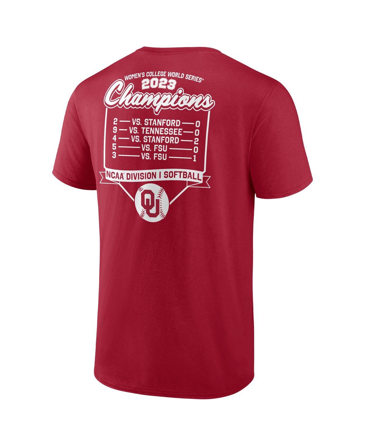 Men's and Women's FanaticsOklahoma Sooners 2023 Ncaa Softball Women's College World Series Champions Schedule T-shirt - Crimson