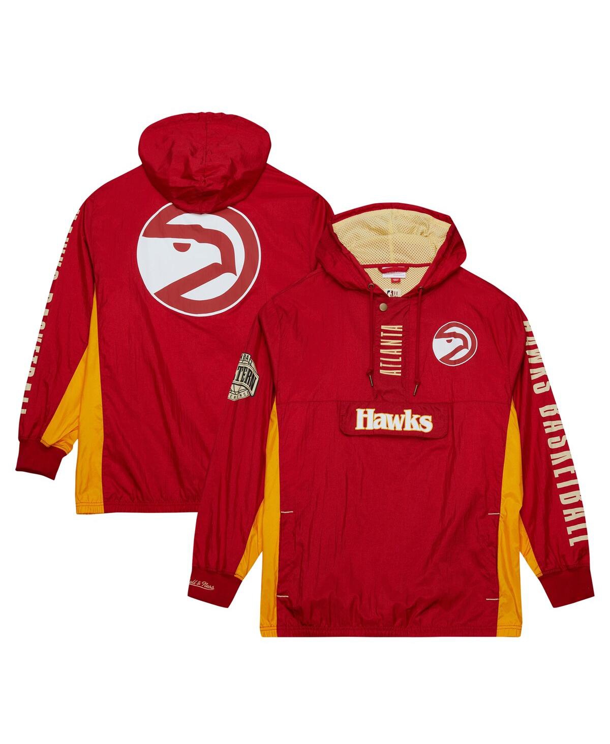 Mitchell & Ness Men's  Red Distressed Atlanta Hawks Team Og 2.0 Vintage-like Logo Anorak Windbreaker In Red