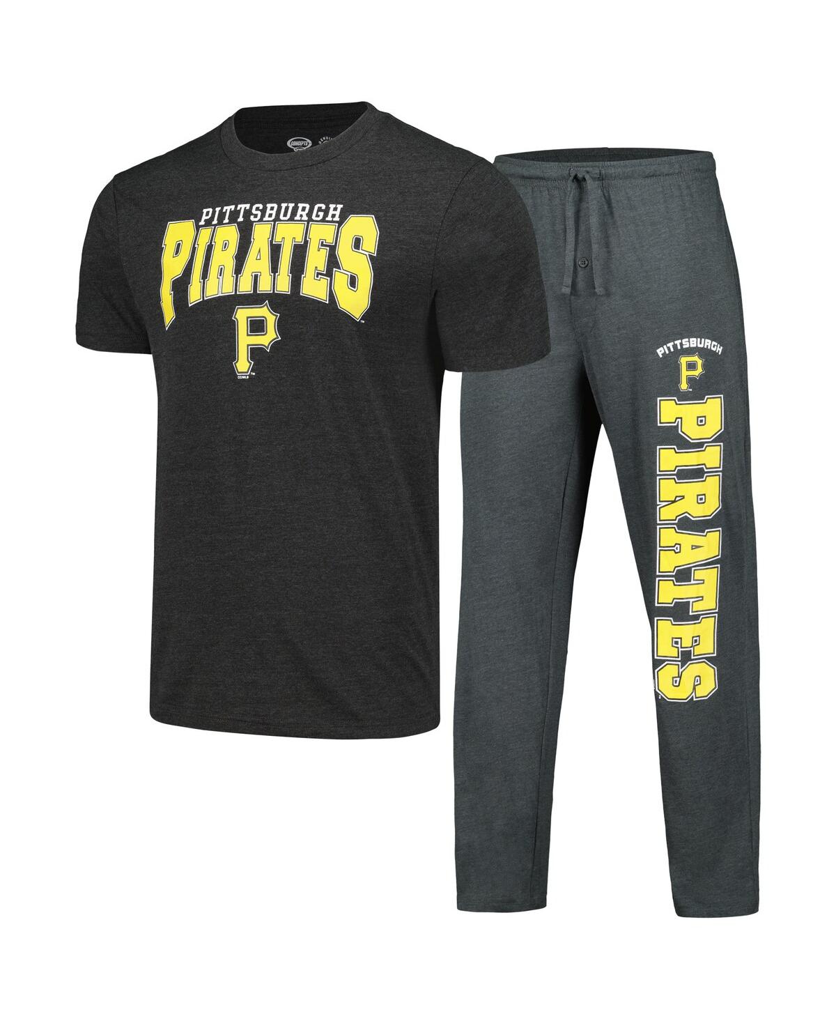 Shop Concepts Sport Men's  Charcoal, Black Pittsburgh Pirates Meter T-shirt And Pants Sleep Set In Charcoal,black