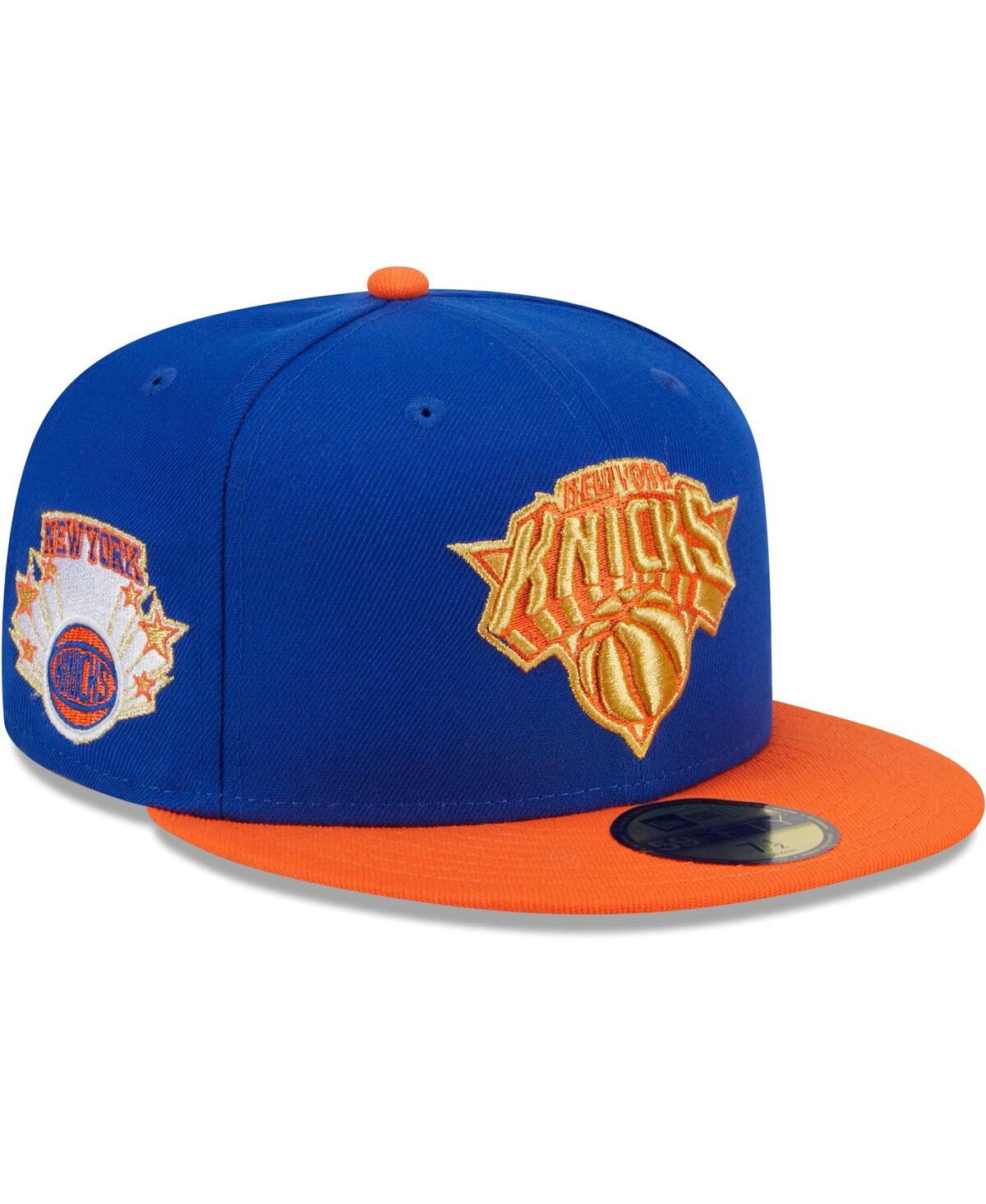 Shop New Era Men's  Blue, Orange New York Knicks Gameday Gold Pop Stars 59fifty Fitted Hat In Blue,orange