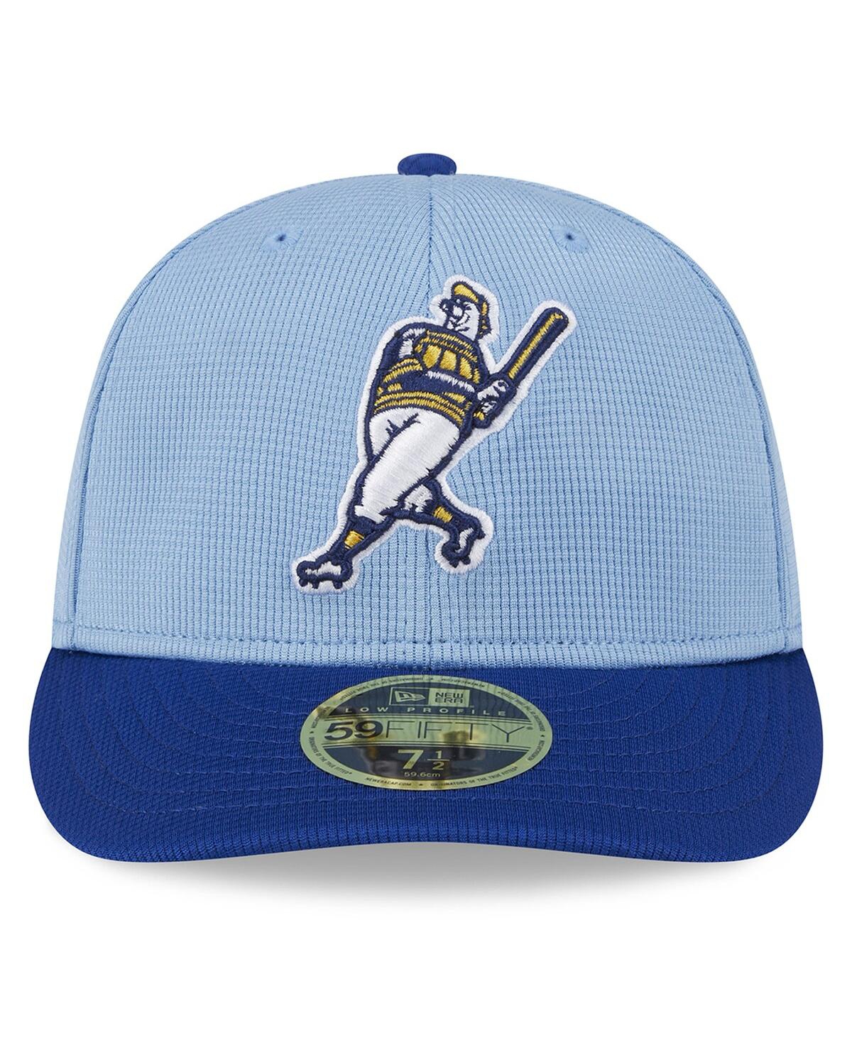 New Era Light Blue Milwaukee Brewers 2024 Batting Practice Low Profile 59fifty Fitted Hat In Light Blue
