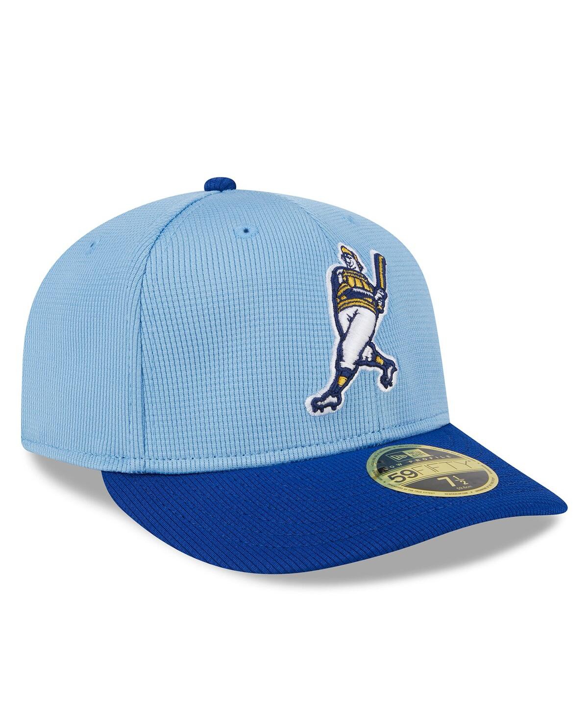 New Era Light Blue Milwaukee Brewers 2024 Batting Practice Low Profile 59fifty Fitted Hat In Light Blue