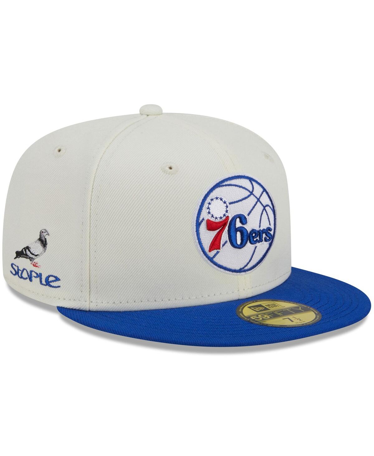Staple Men's New Era X  Cream, Royal Philadelphia 76ers Nba X  Two-tone 59fifty Fitted Hat In Cream,royal